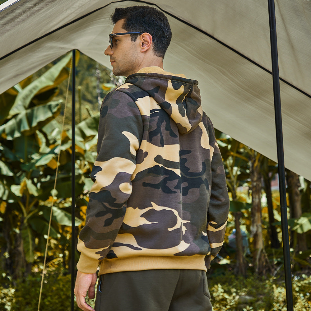 Men's Camouflage Hooded Pullover Athletic Casual Top