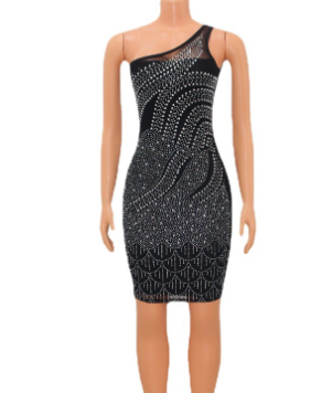 Rhinestone Mesh Dress for Women