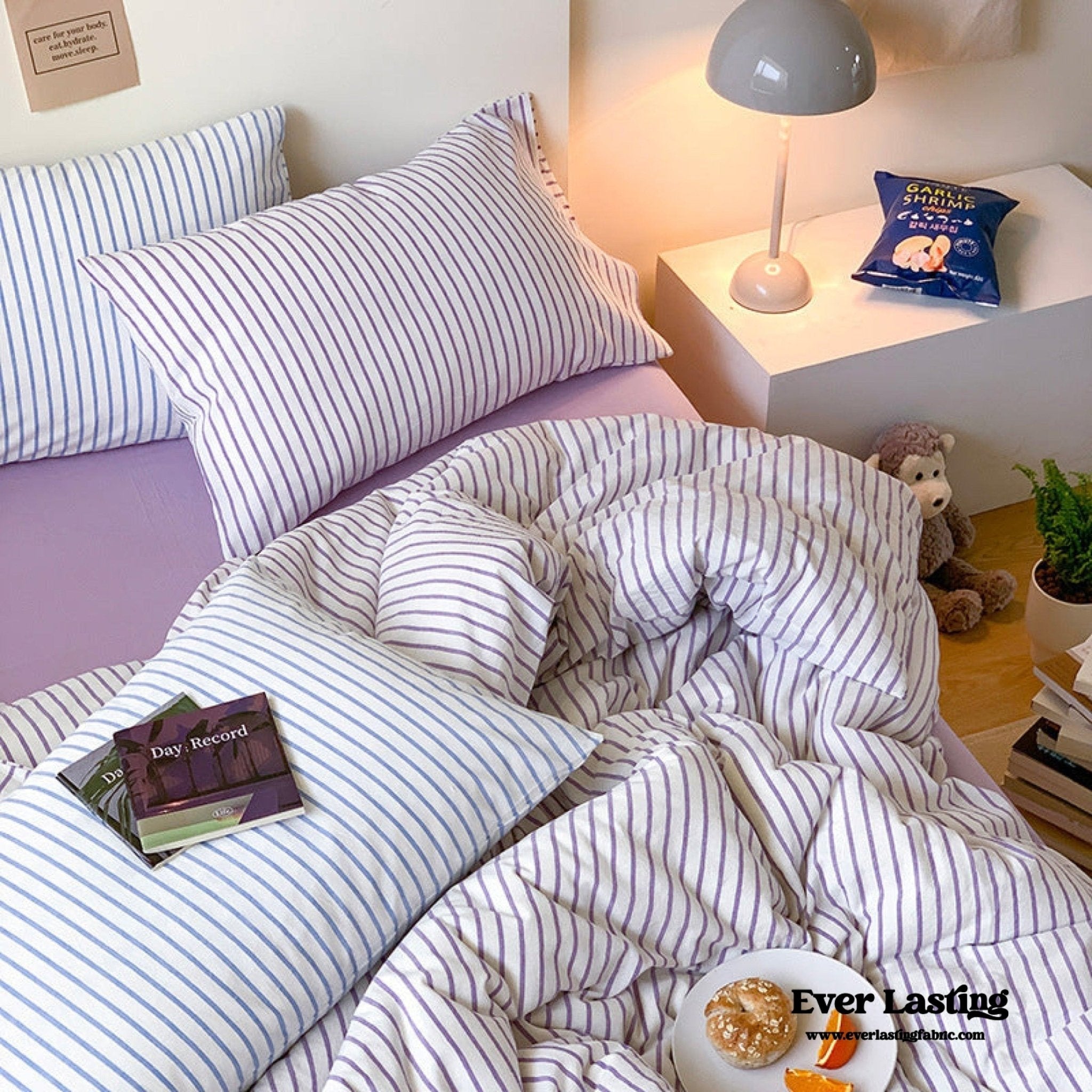 Candy Stripe Washed Cotton Bedding Set / Blue