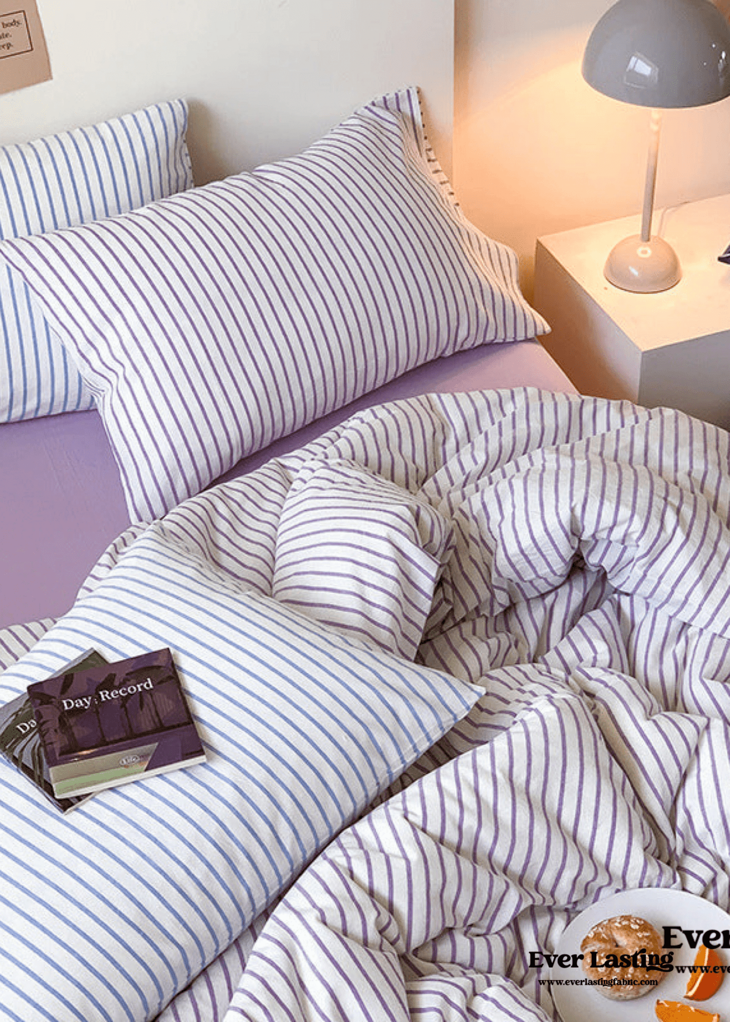 Candy Stripe Washed Cotton Bedding Set / Blue