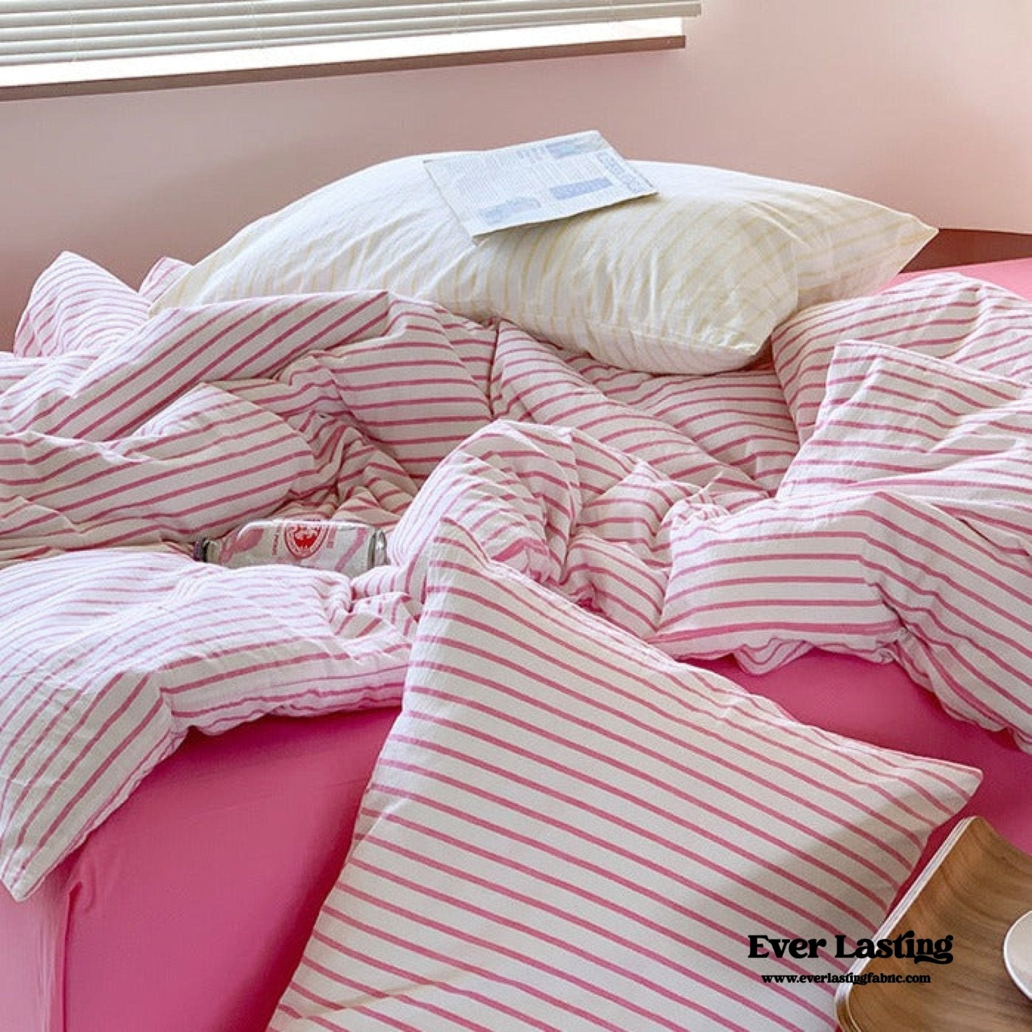 Candy Stripe Washed Cotton Bedding Set / Blue