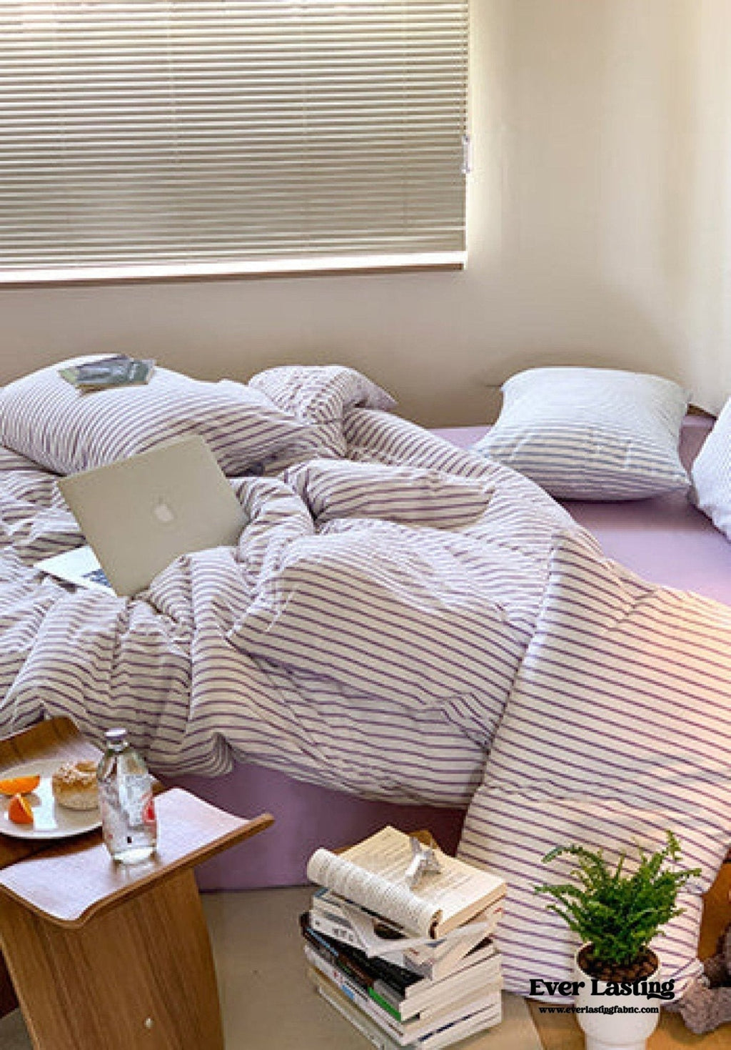 Candy Stripe Washed Cotton Bedding Set / Blue