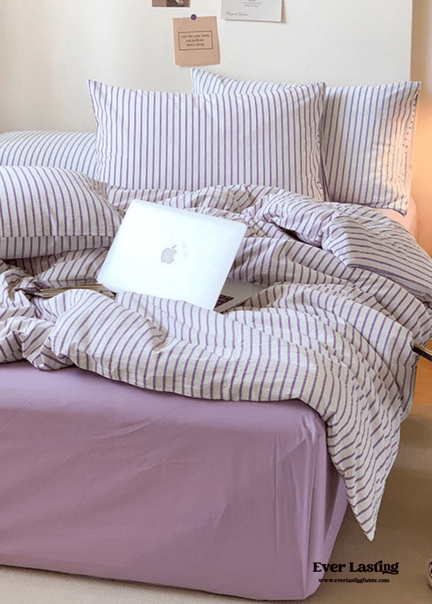 Candy Stripe Washed Cotton Bedding Set / Pink