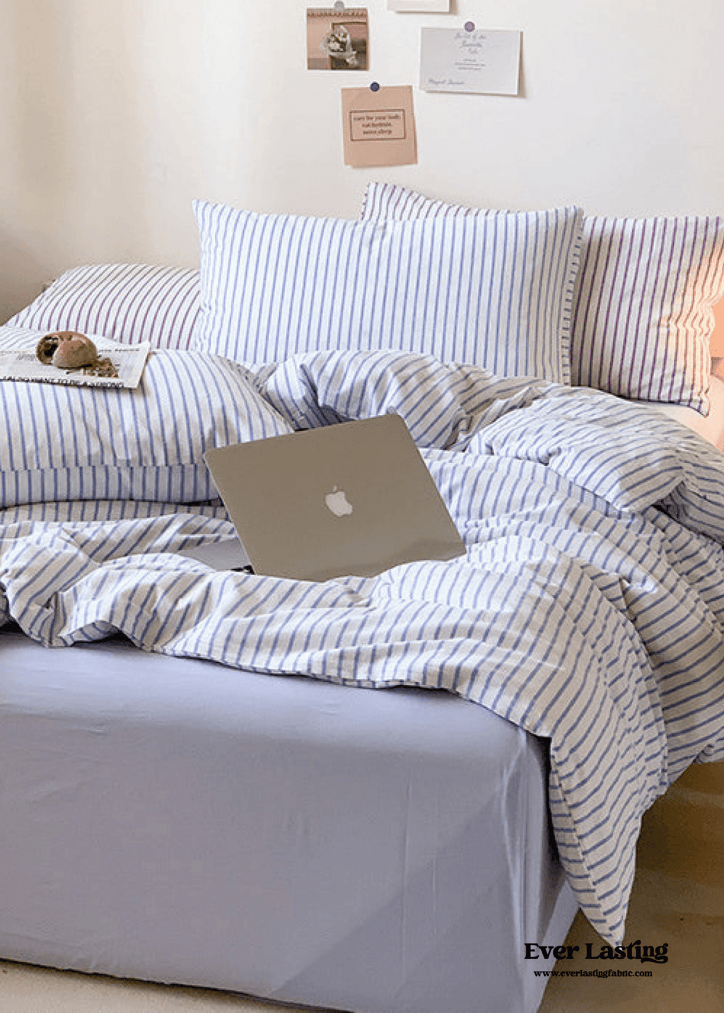 Candy Stripe Washed Cotton Bedding Set / Pink