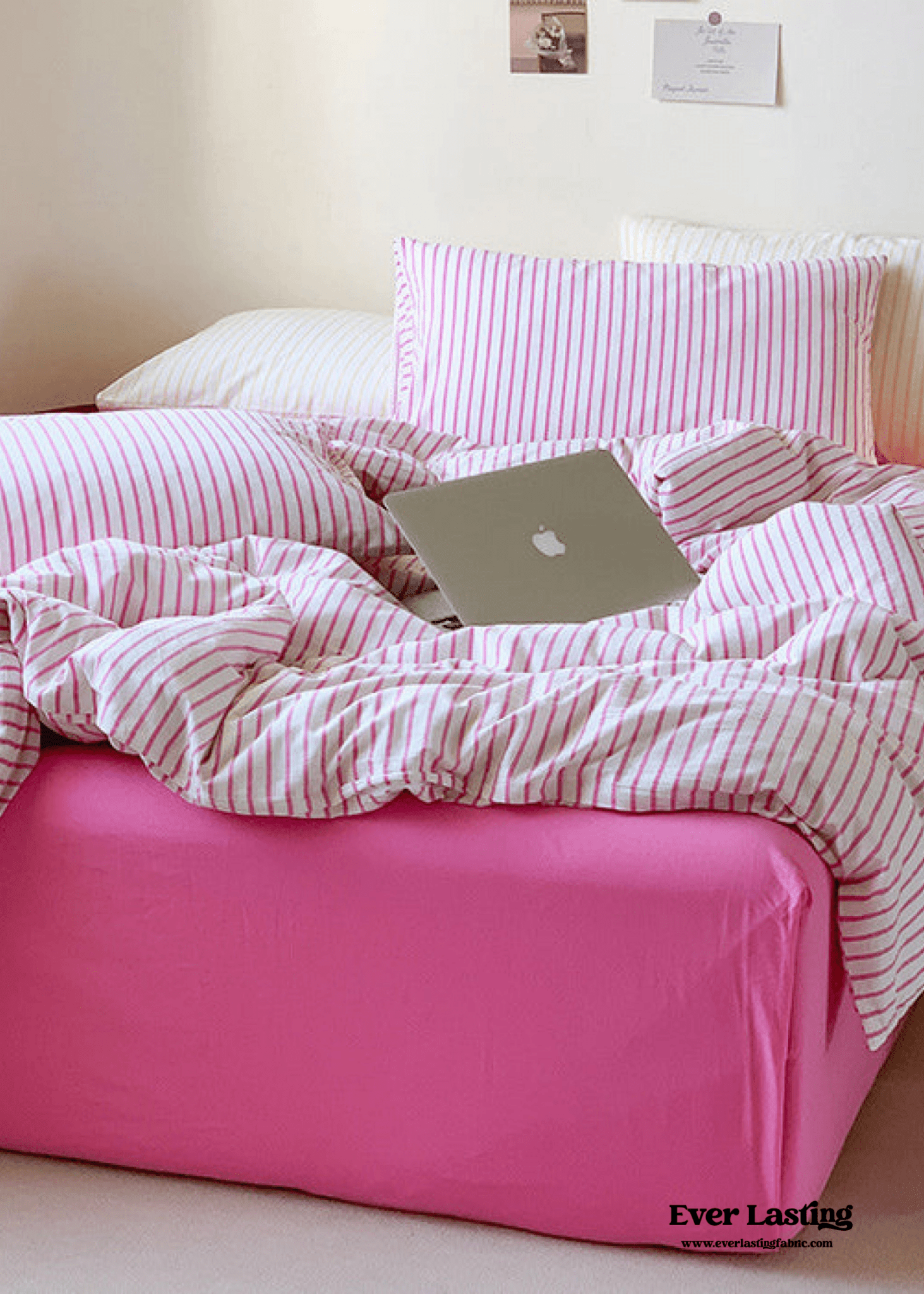Candy Stripe Washed Cotton Bedding Set / Purple