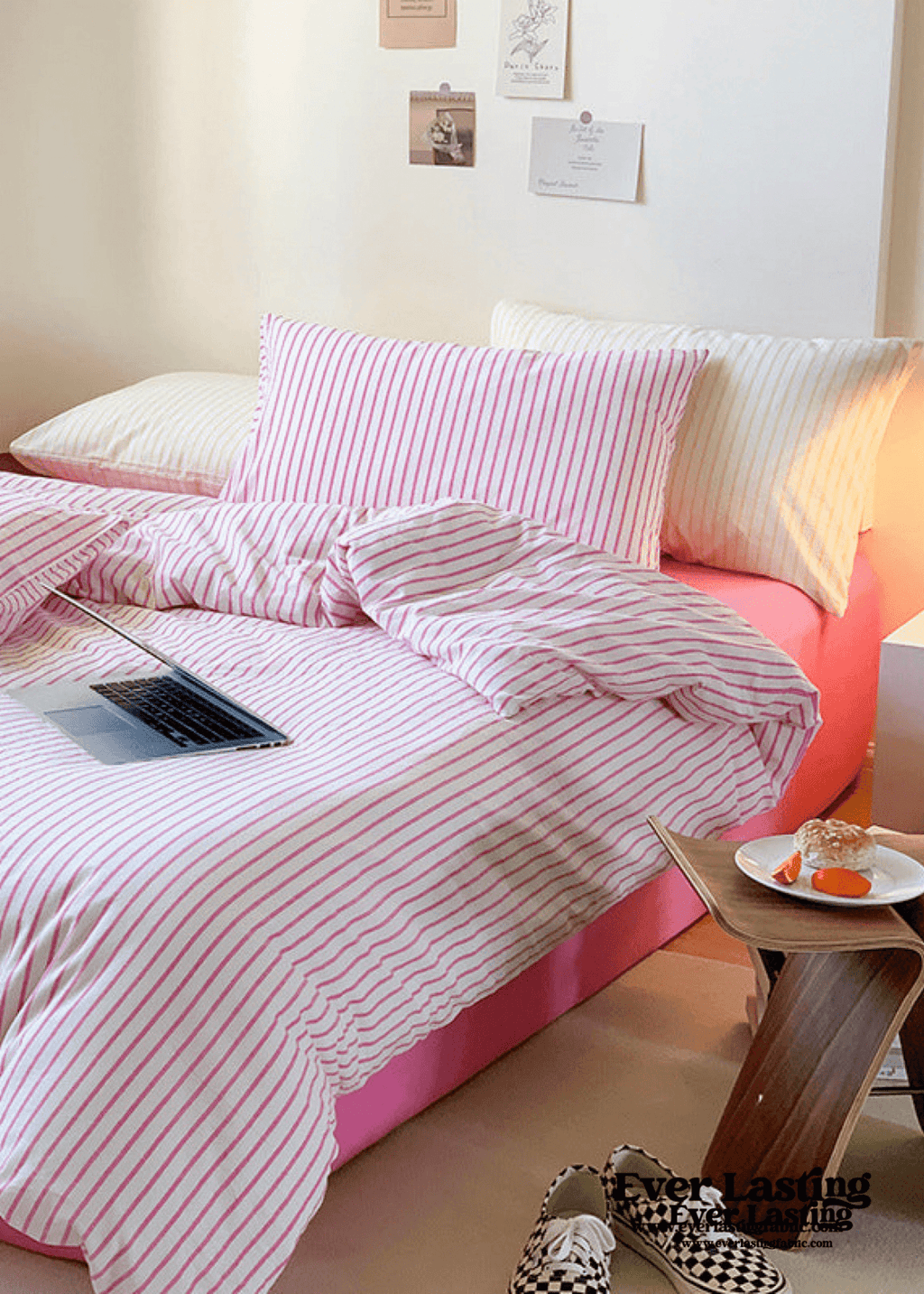 Candy Stripe Washed Cotton Bedding Set / Yellow