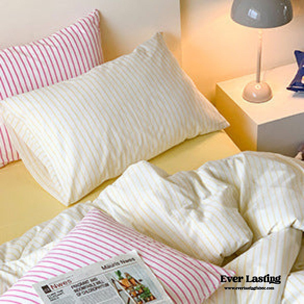 Candy Stripe Washed Cotton Bedding Set / Yellow