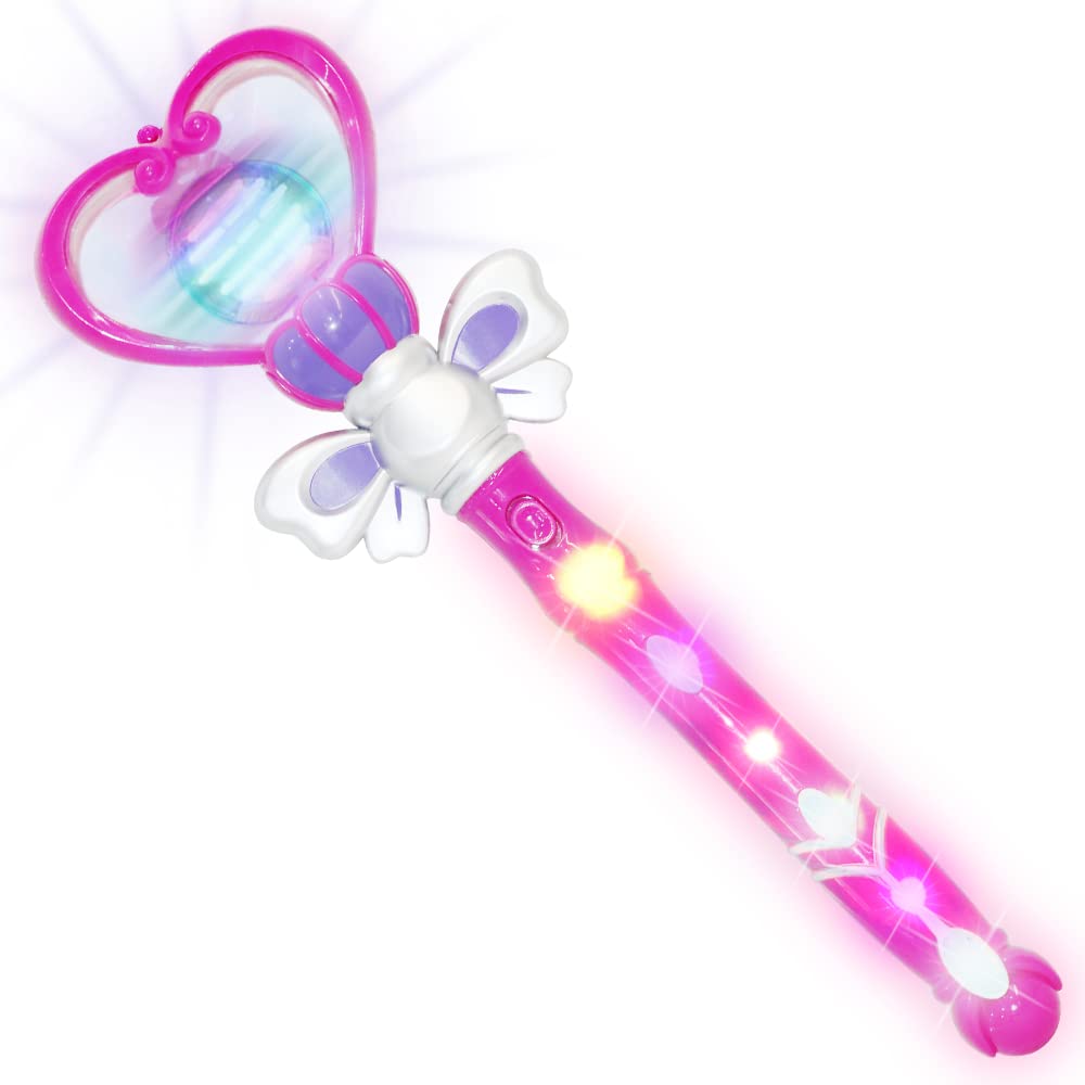 ArtCreativity Light Up Heart Wand for Kids – 13.5-Inch Magical Princess Wand with Spinning LEDs & Sound Perfect Valentines Day Gift for Girls Toy Wands for Kids Purple Light Up Princess Wand