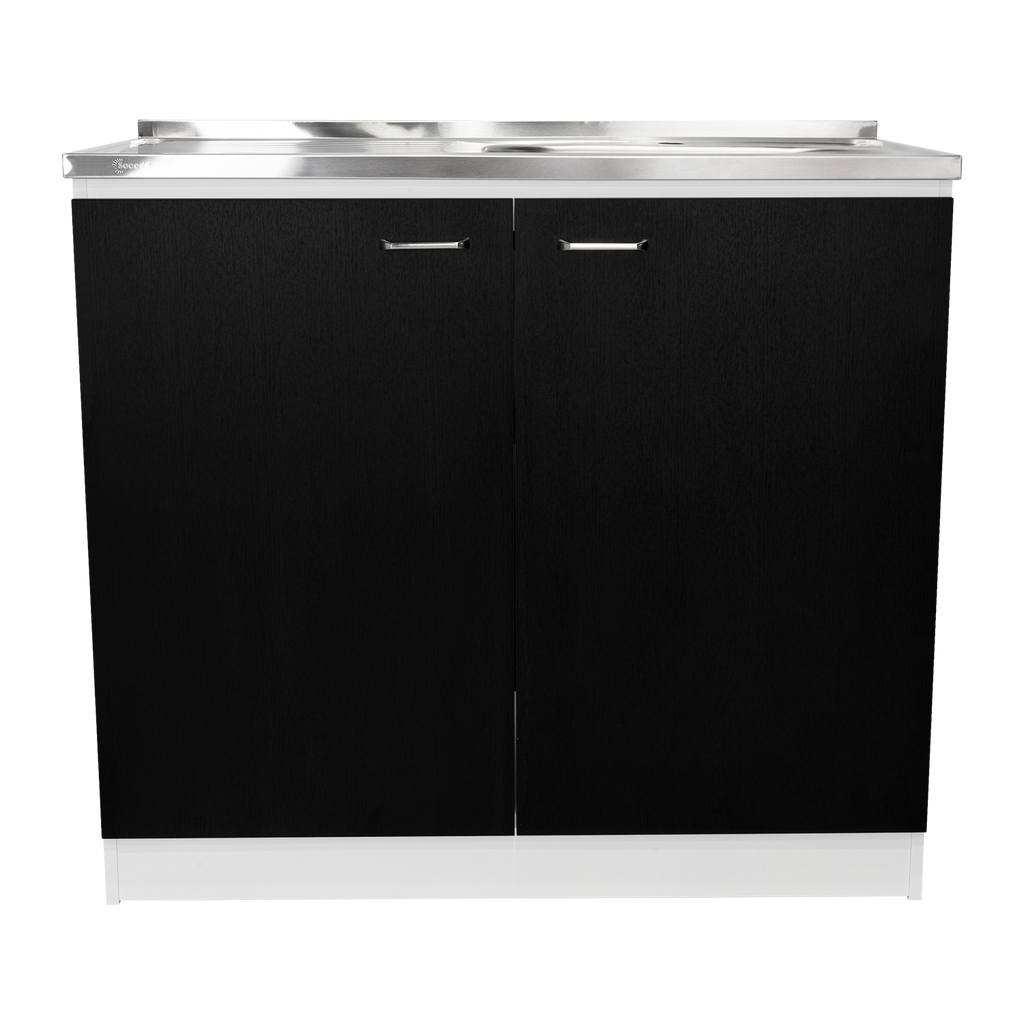 Napoles Utility Sink With Cabinet, Double Door, One Shelf -White / Black