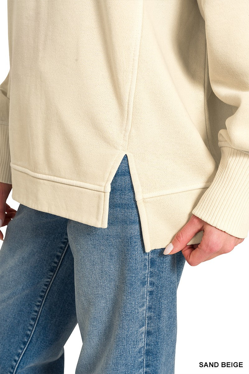 Zenana Pigment Dye Exposed-seam Fleece Sweatshirt