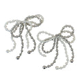 2 Pcs Pearls Bow Shoe Charms for Sneakers Elegant DIY Shoe Lace Decoration Buckle Pearl Beaded Chain Accessories for Women Dress Shoes Wedding Gift Jewelry (1 Pair White and Silver)