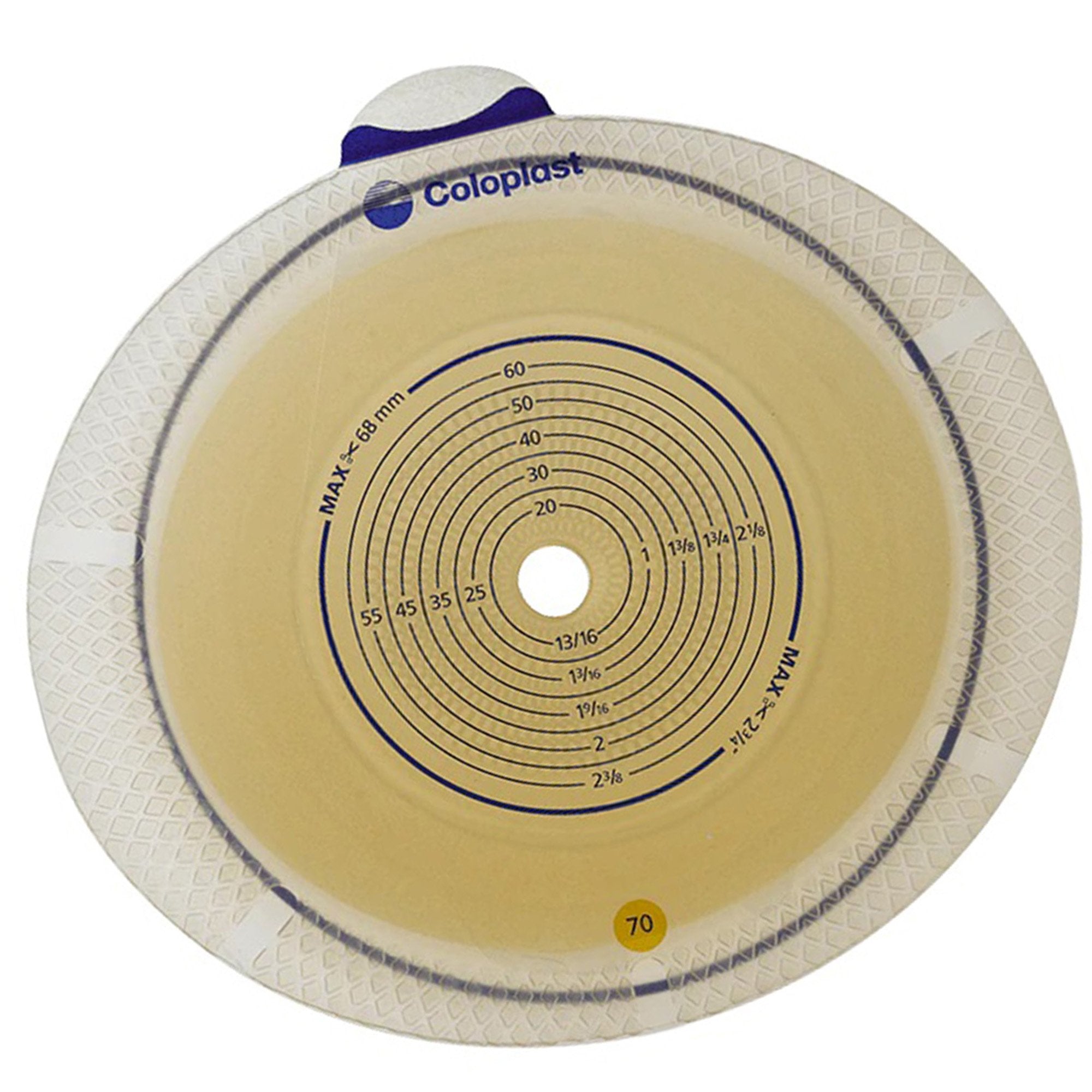 SenSura® Flex Flat Ostomy Barrier, Trim to fit 10 – 68 mm Stoma Opening, Yellow 10103
