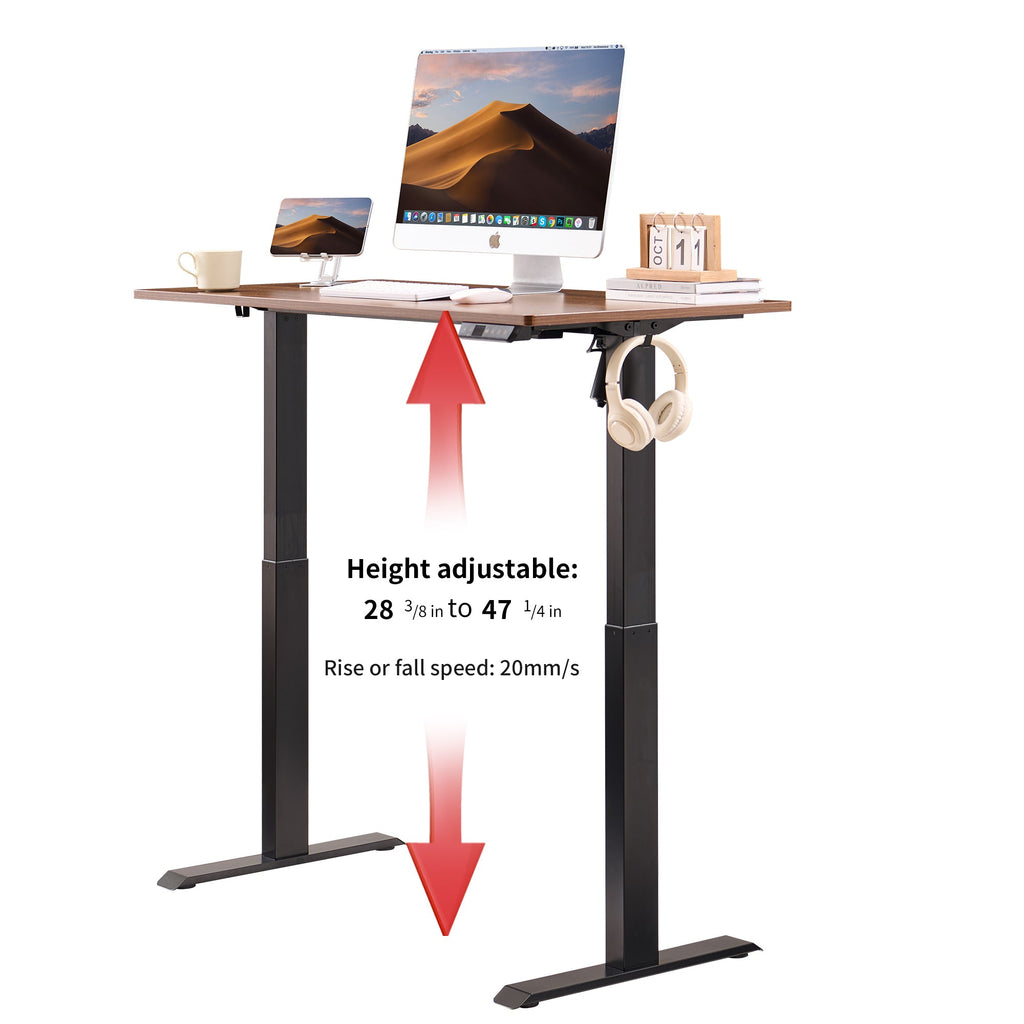 Electric Standing Desk, Adjustable Height Stand up Desk, 24x48 Inches Sit Stand Home Office Desk,Black Frame/Mahogany Top