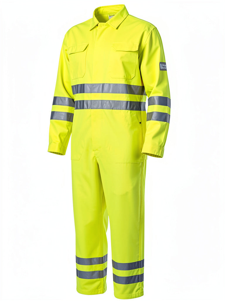 Bulwark Mens Hi-vis Deluxe Coverall with Reflective Trim, Size Large