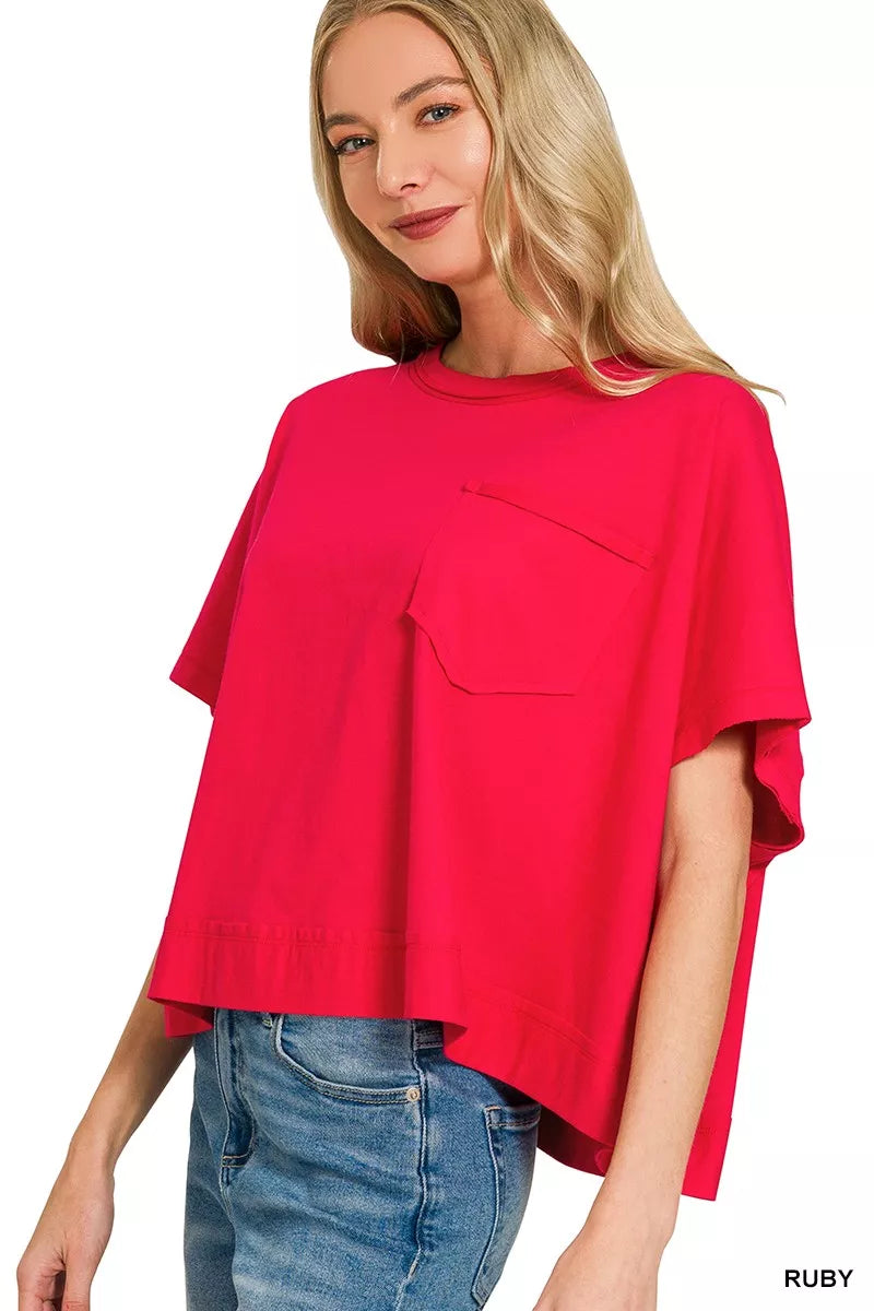 Zenana Exposed Seam Boxy Top