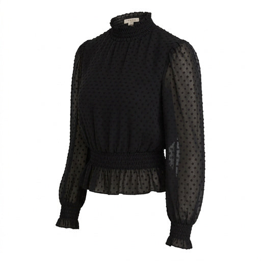 Lucy Paris Clip-Dot Peplum-Hem Top, Size Large