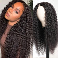 UNILO V Part Wig Human Hair No Leave Out Upgrade Curly V Part Wig Human Hair Wig for Women 150% Density V Part Wig No Glue No Sew Clip In Half Wig Natural Color 26 Inch