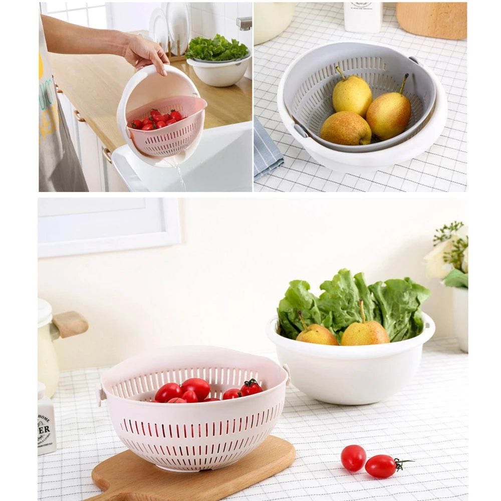Silicone Double Drain Basket for Rice, Noodles, and Veggies