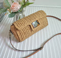 Retro Leopard Print Woven Crossbody Clutch Bag