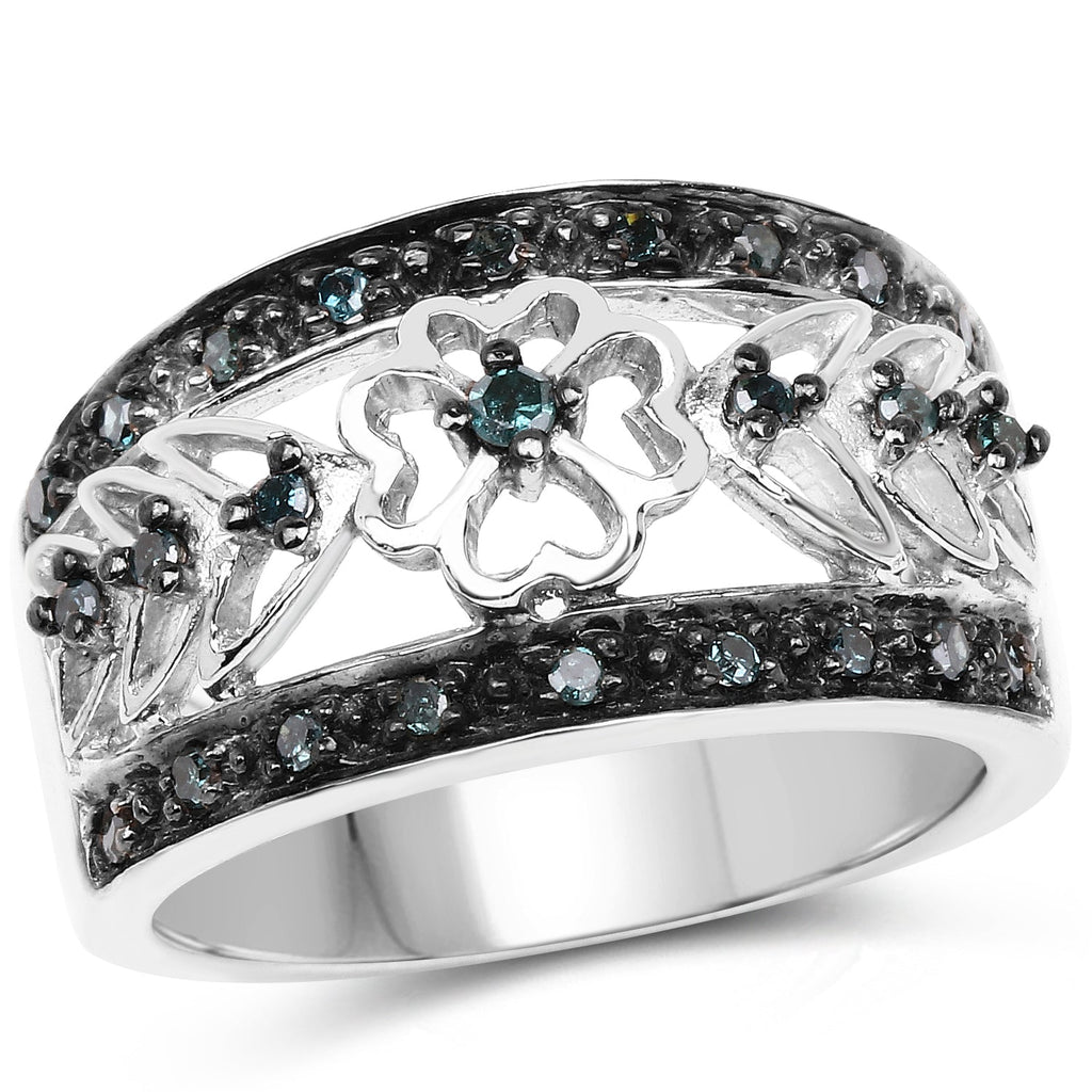 0.31 Carat Genuine Blue Diamond .925 Sterling Silver Ring