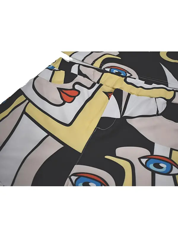 Random Abstract Print Two-Piece T-Shirt and Shorts Set