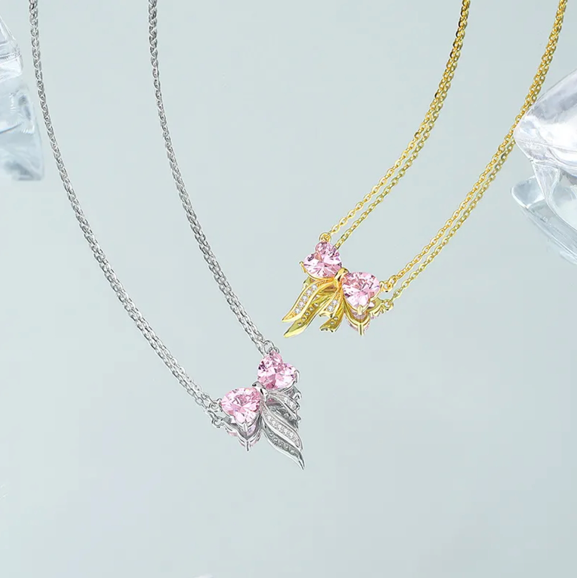 Women's Bow Zircon Necklace S925 Sterling Silver Clavicle Chain