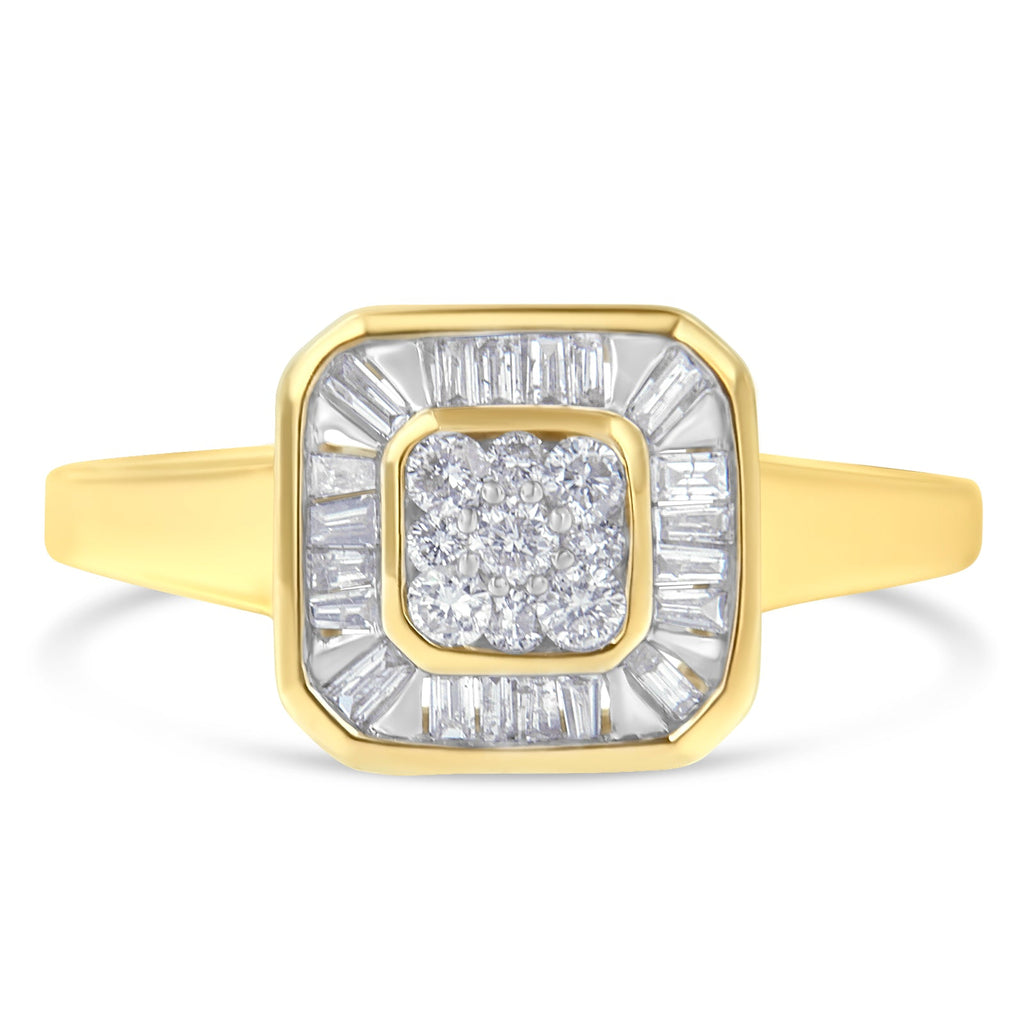 10K Yellow Gold Diamond Cocktail Ring (1/2 Cttw, I-J Color, SI2-I1 Clarity) - Size 6