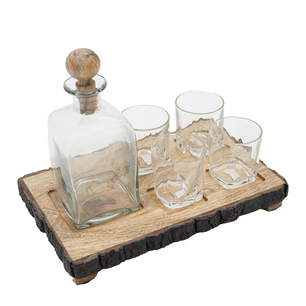 S/6 Alaine Bar Set with Mango Wood Stand