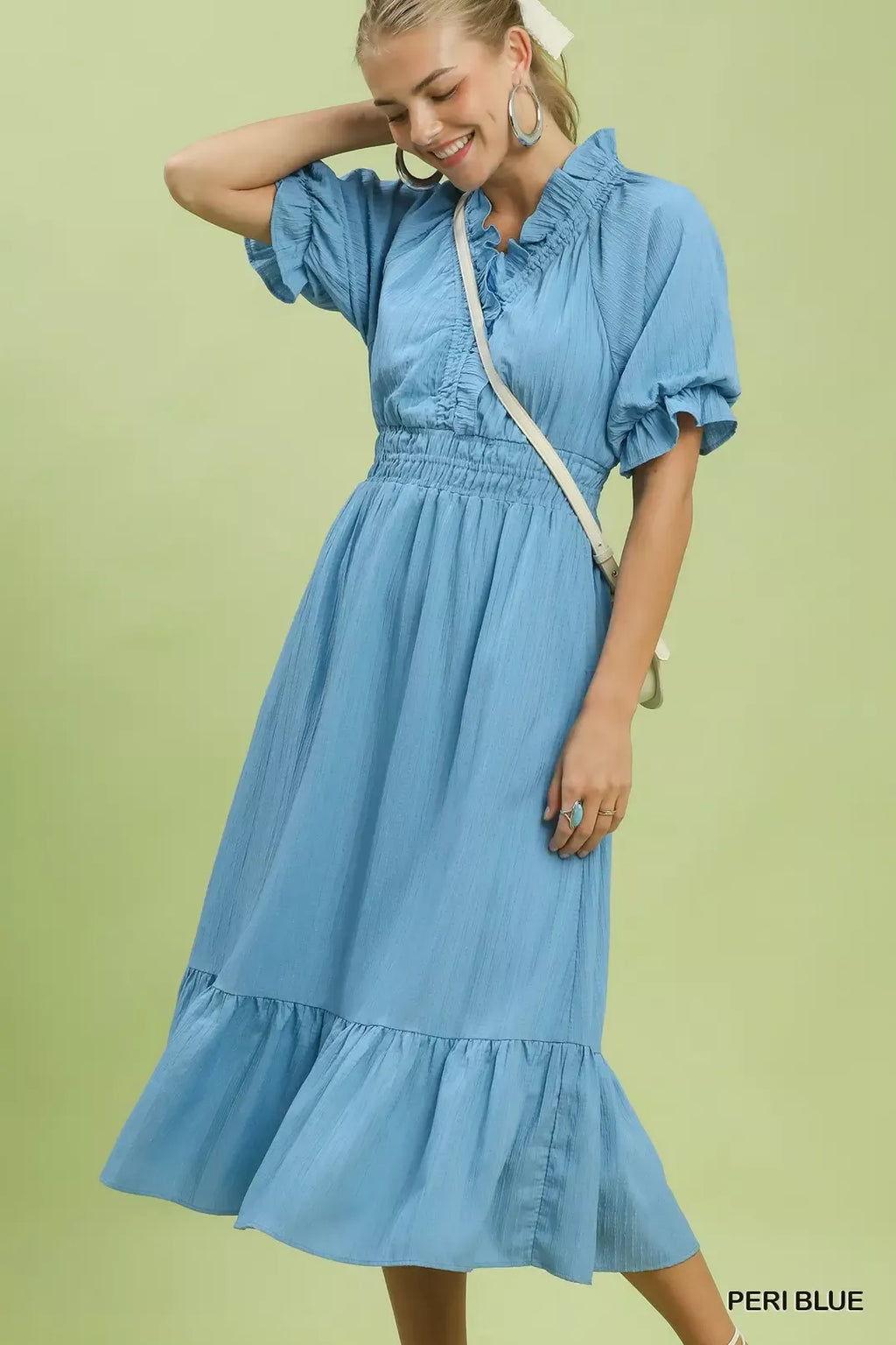 Umgee Ruffle V-Neck Midi Dress