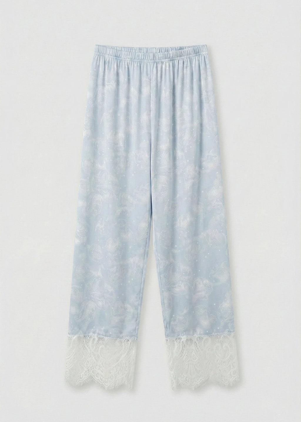 Celeste Silky Luxury Lace Pajama Set / Blue