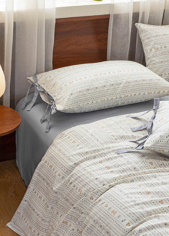 Celia Cottage Ribbon Bow Tie Floral Bedding Set / Rust Pink