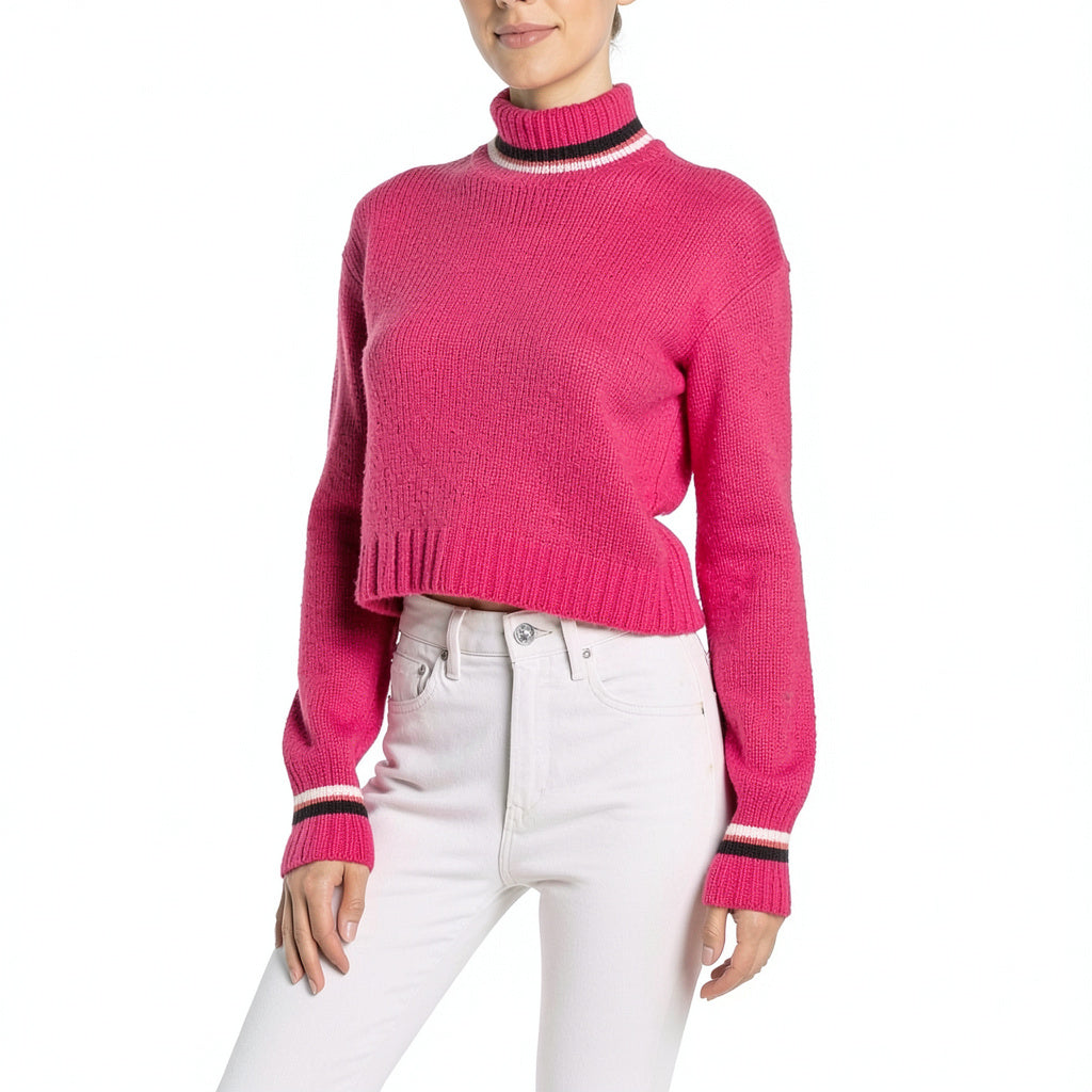 Planet Gold Derek Heart Juniors Turtleneck Cropped Sweater, Size Large