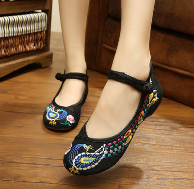 New Women's Embroidered Cloth Dance Shoes for Square Dance