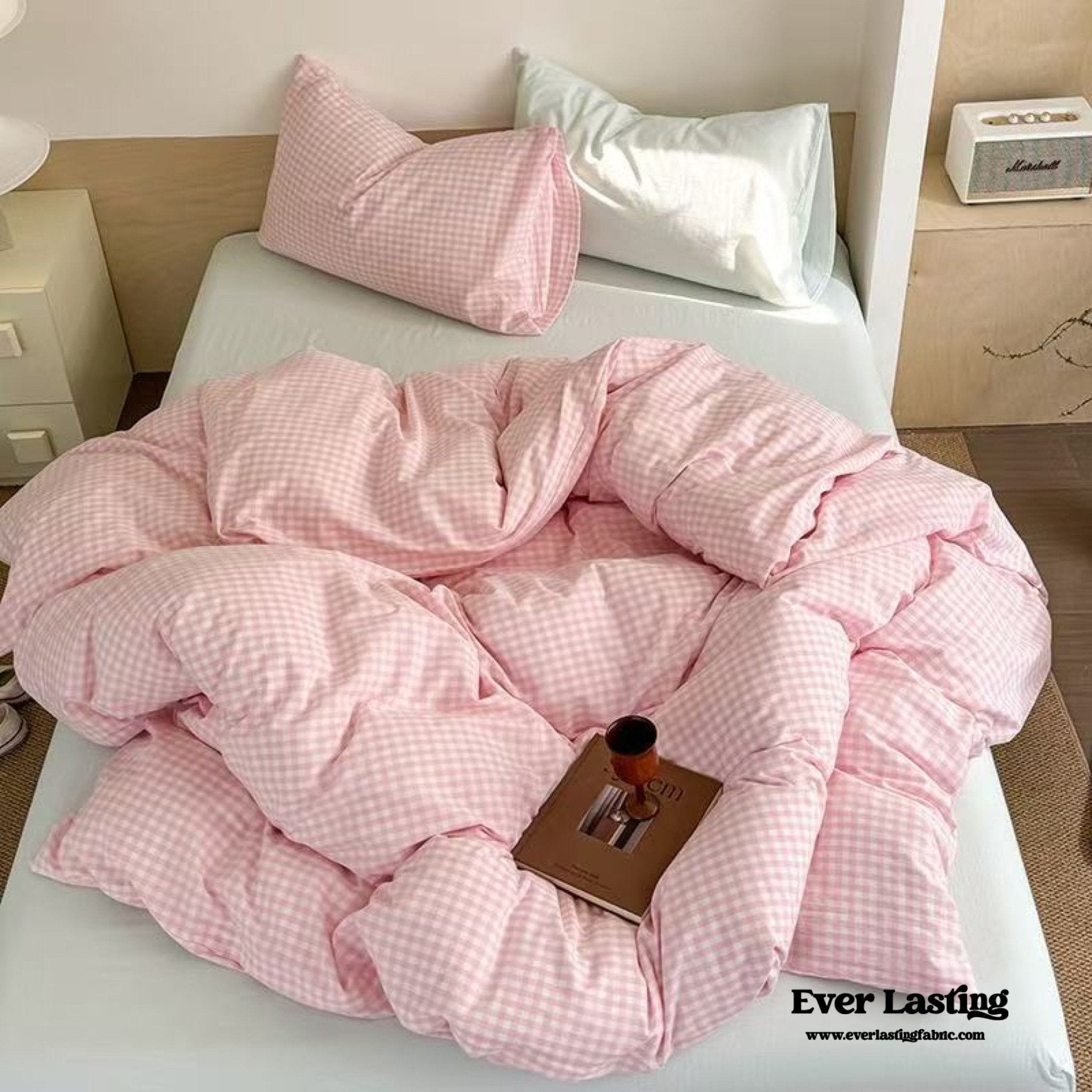 Chloe Pastel Candy Cotton Bedding Set / Purple Plaid