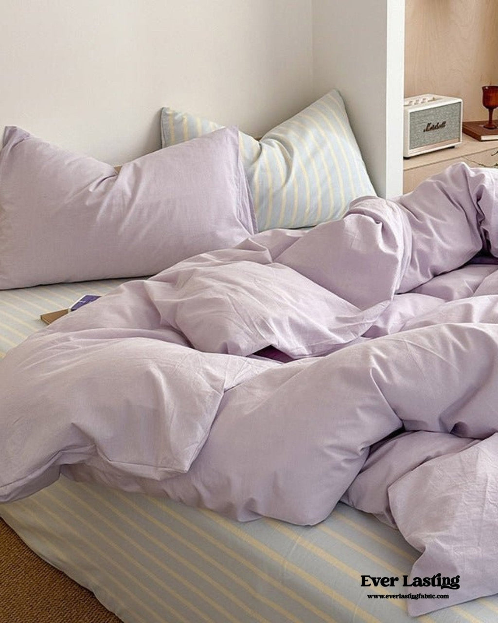 Chloe Pastel Candy Cotton Bedding Set / Purple Plaid