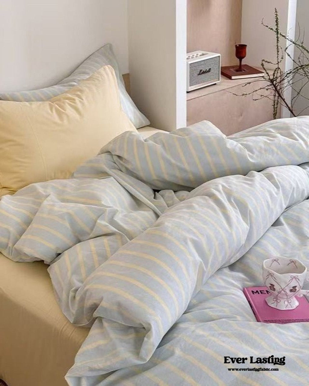 Chloe Pastel Candy Cotton Bedding Set / Purple Plaid