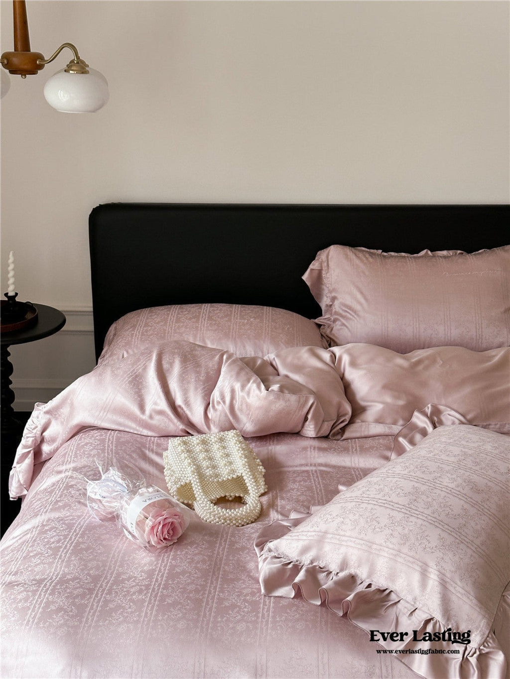 Coquette Tencel Silky Ruffle Bedding Set / White