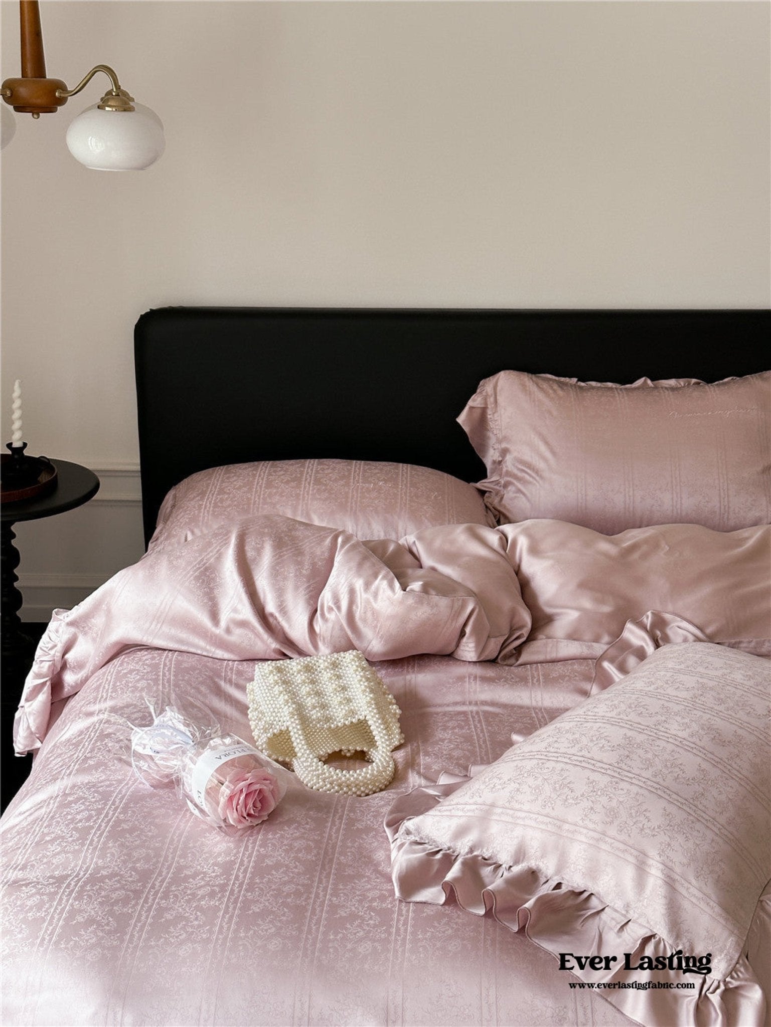 Coquette Tencel Silky Ruffle Bedding Set / White