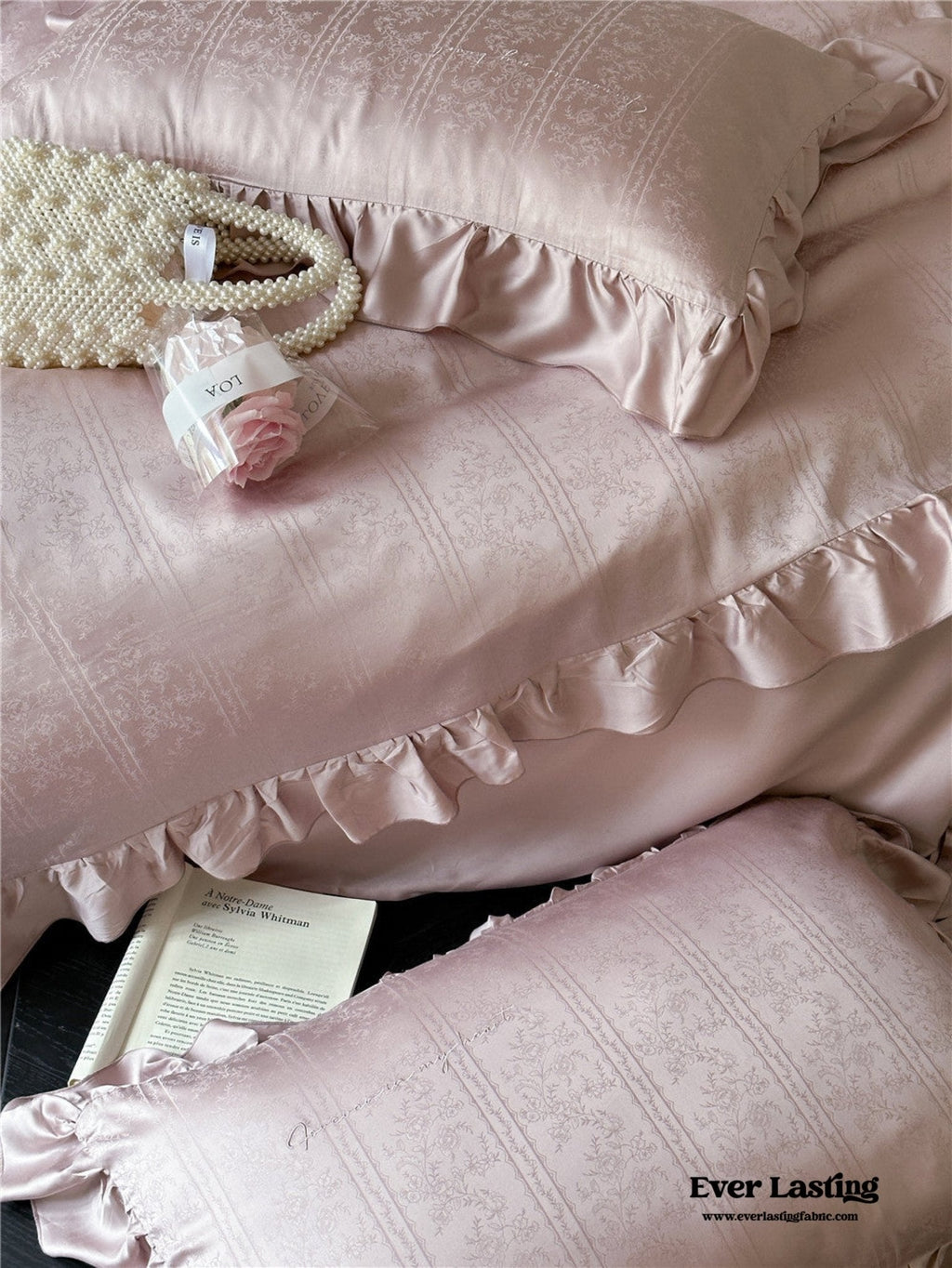 Coquette Tencel Silky Ruffle Bedding Set / White