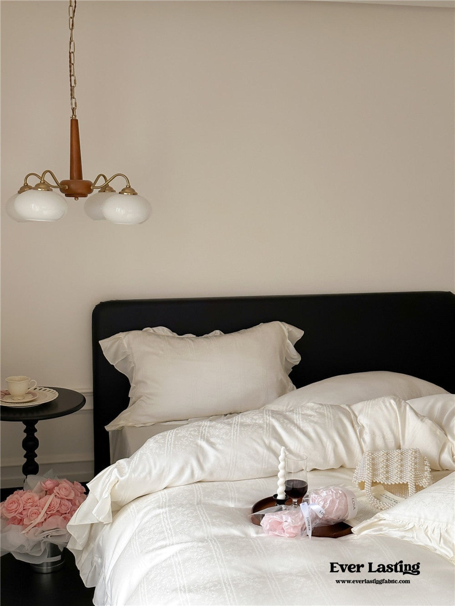 Coquette Tencel Silky Ruffle Bedding Set / White
