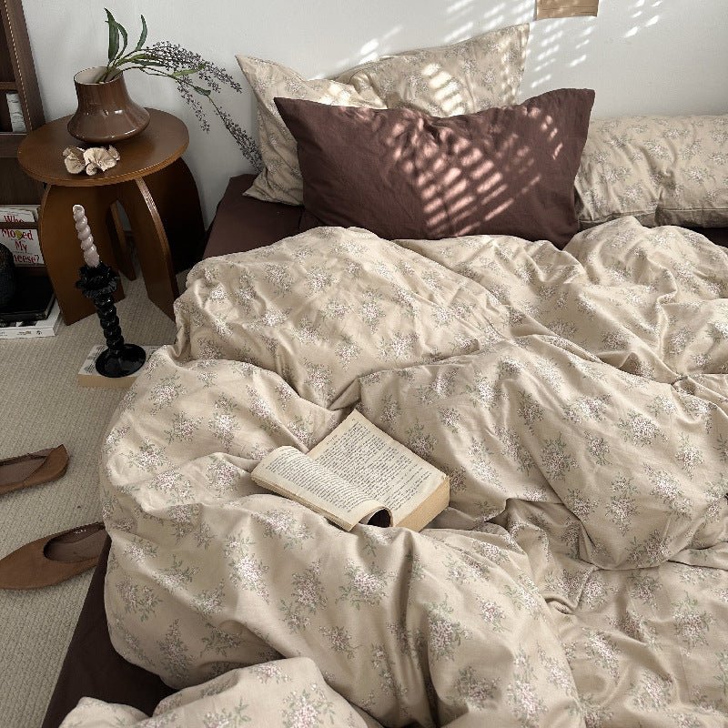 Cottage Floral Bedding Set / Orange Beige