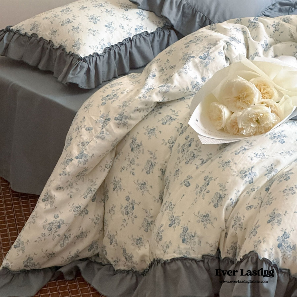 Cottage Inspired Ruffle Bedding Set / Soft Blue