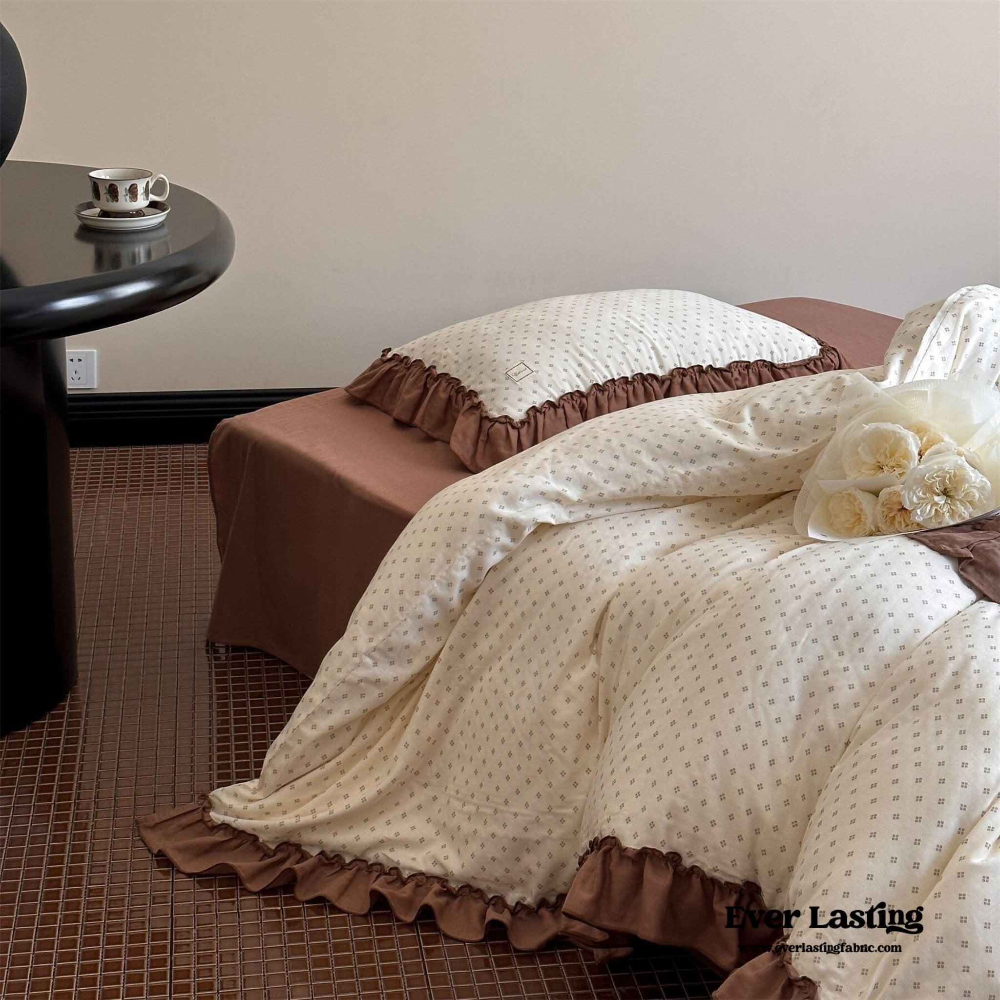 Cottage Inspired Ruffle Bedding Set / Soft Blue