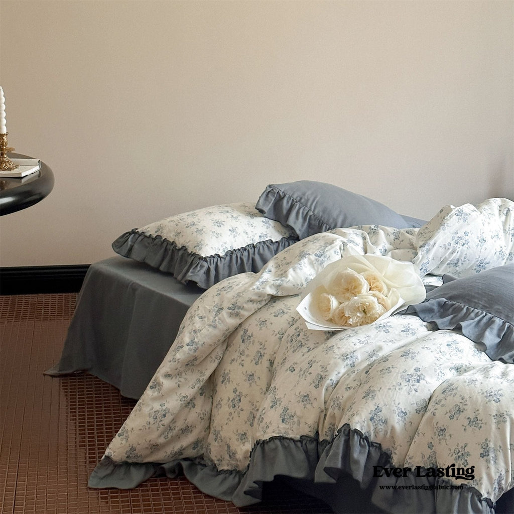 Cottage Inspired Ruffle Bedding Set / Soft Blue