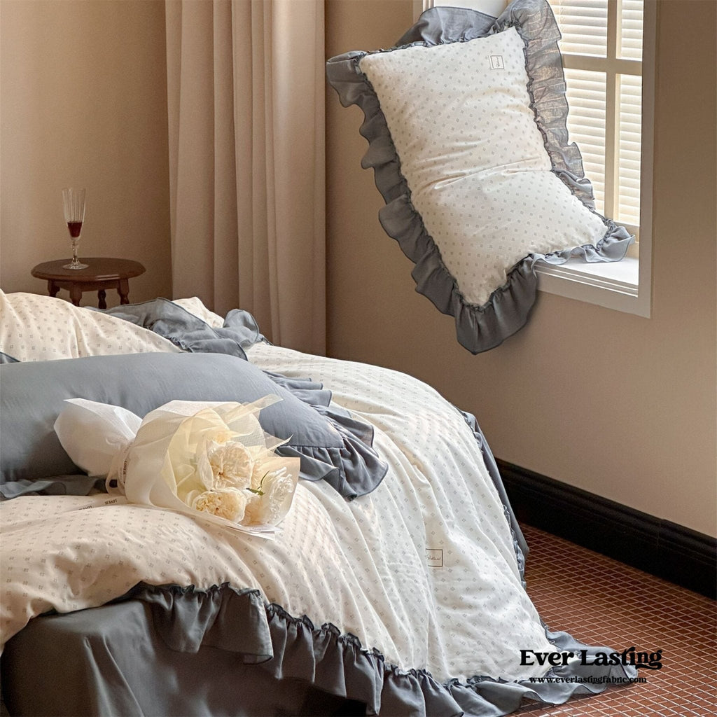 Cottage Inspired Ruffle Bedding Set / Soft Blue