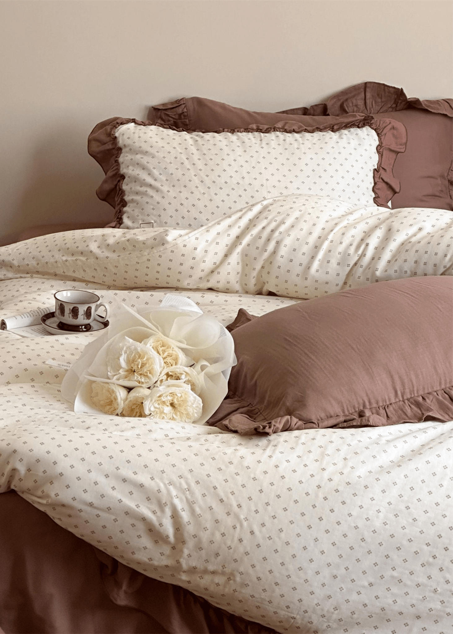 Cottage Inspired Ruffle Bedding Set / Soft Blue