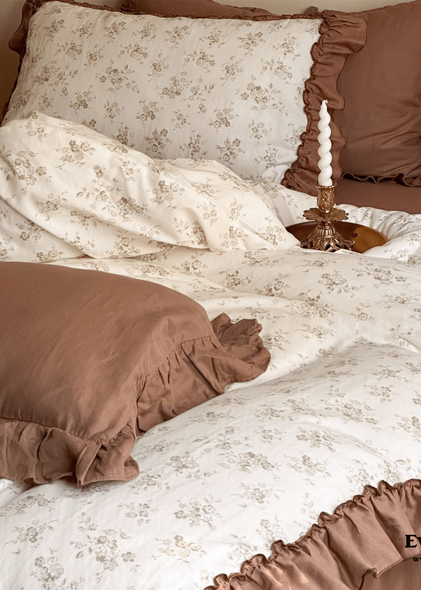 Cottage Inspired Ruffle Bedding Set / Ash Blue