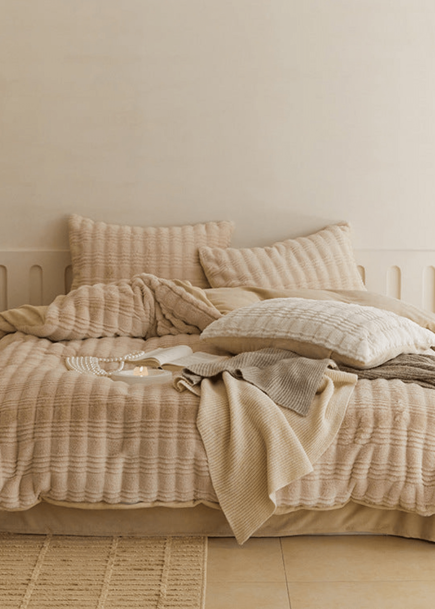 Cozy Earth Tone Milk Velvet Bedding Set / Pink