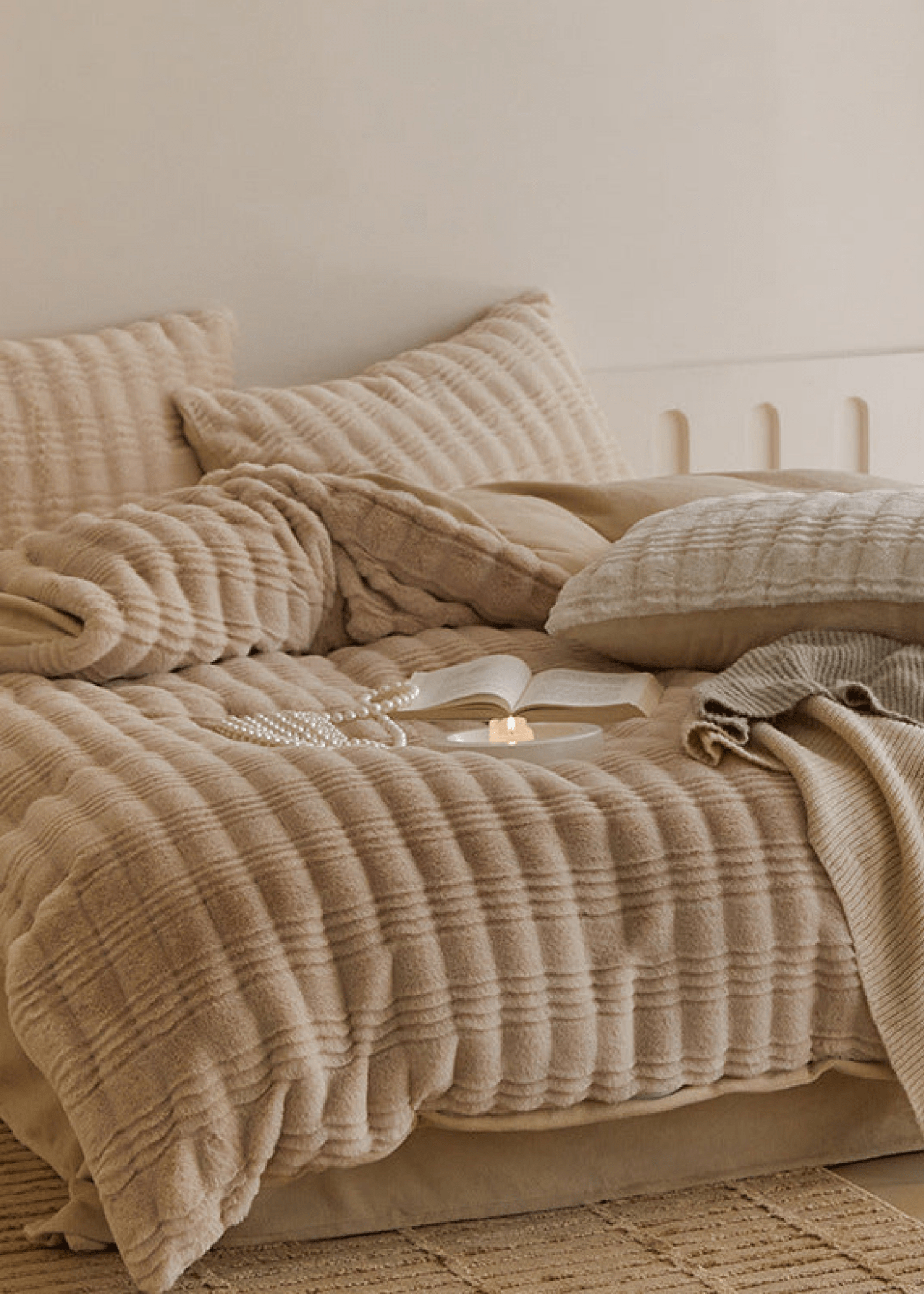 Cozy Earth Tone Milk Velvet Bedding Set / Pink