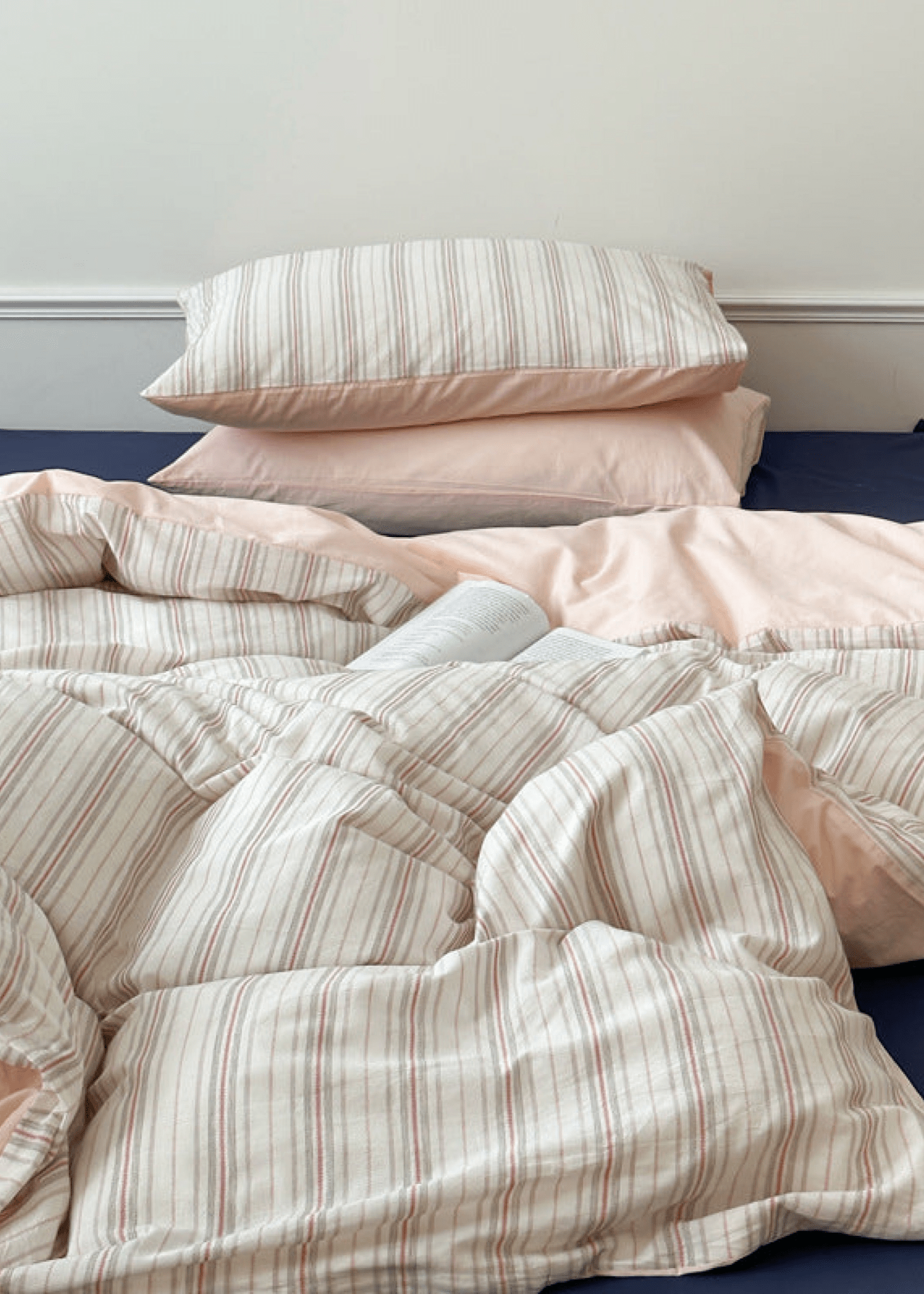 Cozy Pastel Striped Washed Cotton Pillowcases / Pink